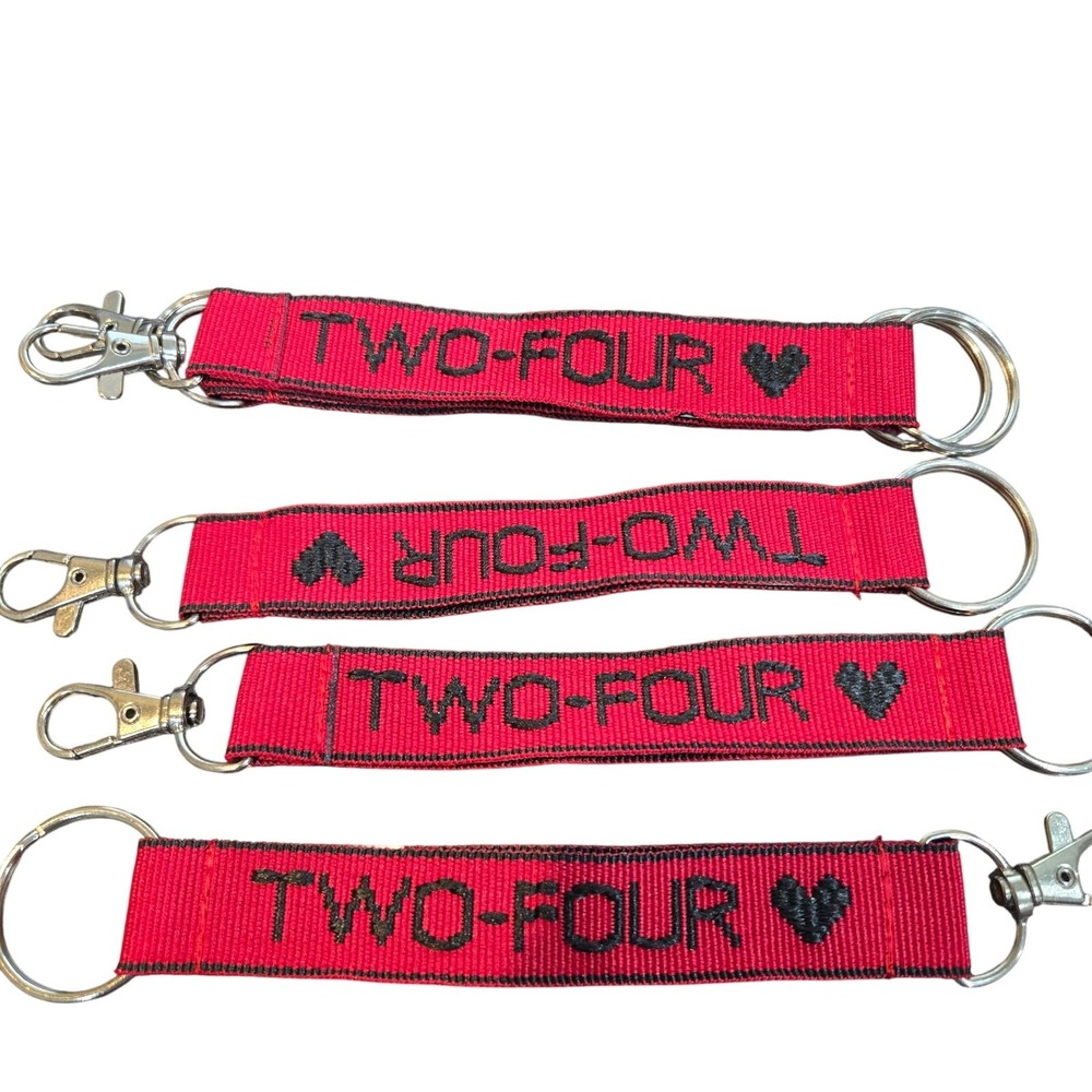 Two-Four Embroidered Double Sided Keychain Fob Keyring ONE KEYCHAIN